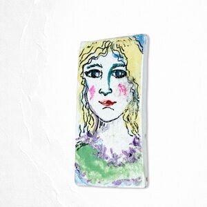 6381. Ceramic Brooch Ladyface Handpainted